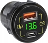 Picture of Ładowarka samochodowa montażowa USB+USB-C M18A woltomierz 