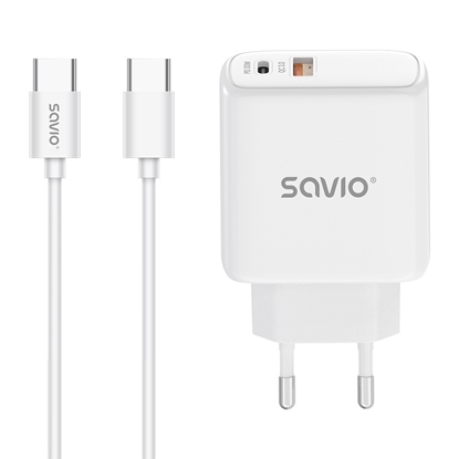 Attēls no Ładowarka sieciowa LA-10 30W Quick Charge Power Delivery 3.0 Biała + Kabel