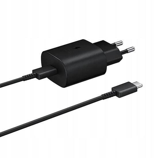 Изображение Samsung Samsung 25W EP-TA800EBE USB-C Wall Charger with Samsung EP-DA705BBE USB-C / USB-C Cable - Black