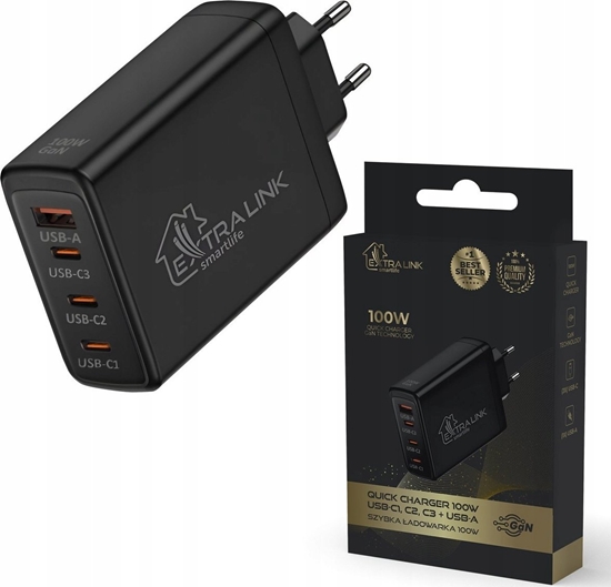 Picture of adowarka ExtraLink Extralink CHARESL01 Smart Life Fast Charger 100W GaN 3x USB-C, USB-A