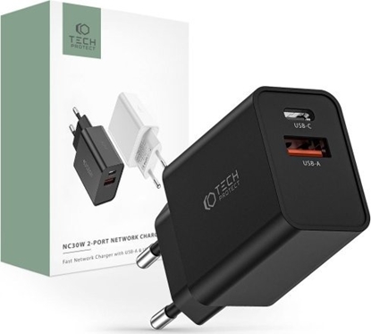 Picture of adowarka Tech-Protect TECH-PROTECT NC30W 2-PORT NETWORK CHARGER PD30W/QC3.0 BLACK