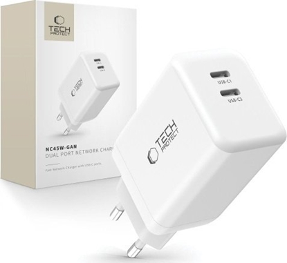Picture of adowarka Tech-Protect TECH-PROTECT NC45W-GAN 2-PORT NETWORK CHARGER PD45W WHITE