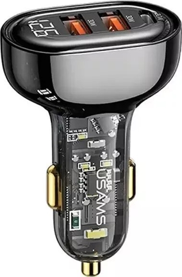 Picture of adowarka Usams adowarka samochodowa USAMS 2xUSB+1xUSB-C 80W Fast Charge czarny/black (US-CC159)