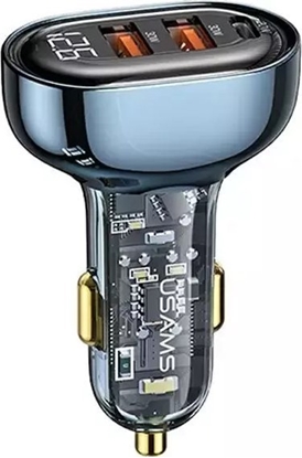 Picture of adowarka Usams adowarka samochodowa USAMS 2xUSB+1xUSB-C 80W Fast Charge niebieski/blue (US-CC159)
