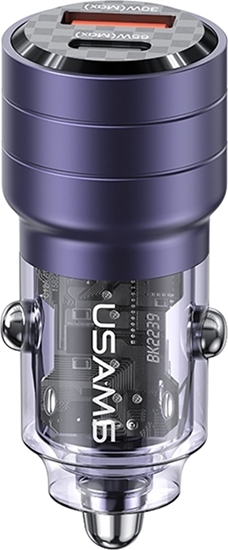 Picture of adowarka Usams adowarka samochodowa USAMS C36 USB-A+USB-C 95W Fast Charge fioletowy/purple (US-CC176)