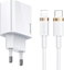 Изображение adowarka Usams adowarka sieciowa USAMS T34 1xUSB-C 20W 5V-3A PD3.0 + kabel U63 USB-C/Lightning 20W biay/white T49OCLN01