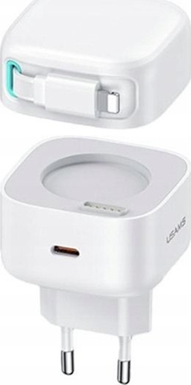 Picture of adowarka Usams adowarka sieciowa USAMS US-CC202 USB-C + kabel Lighning PD QC 35W biay/white