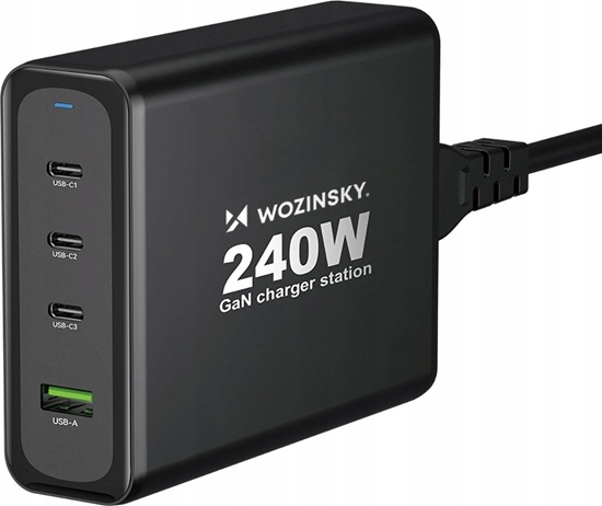 Picture of adowarka Wozinsky adowarka sieciowa GaN Wozinsky WGCSB 240W USB-A / 3 x USB-C - czarna