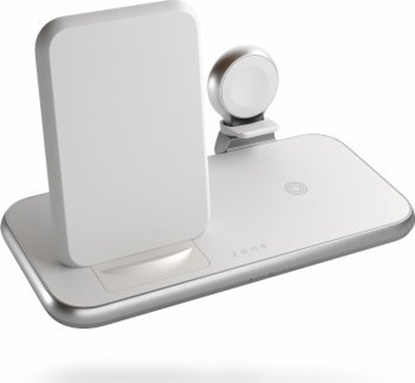 Picture of adowarka Zens ZENS Aluminium 4w1 Stand Wireless Charger - bezprzewodowa stacja adujca do trzech urzdze (45W), z moliwoci adowanie czwartego urzdzenia przez kabel (white)