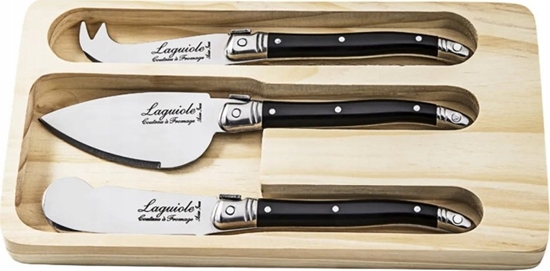Picture of Laguiole Tradition Cheese knives Laguiole Black SET 3 SdV