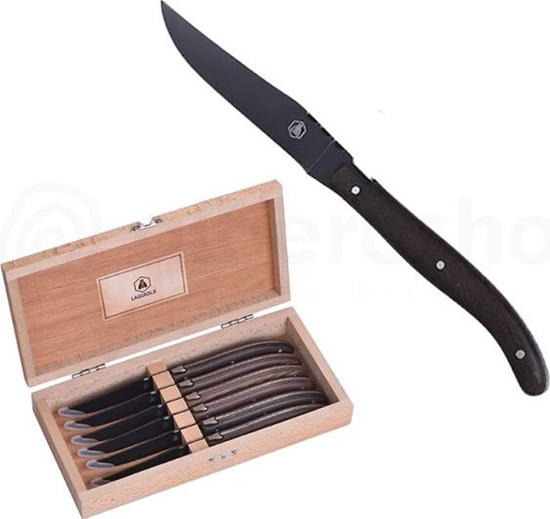 Изображение Laguiole Tradition Laguiole Steakmesser-Set 6tlg. schwarze Klinge/Wengegriff