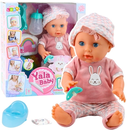 Attēls no Lalka Bobas Niemowlak Siusiajca Róowa Zestaw Akcesoria Dwiki 35cm LEAN Toys