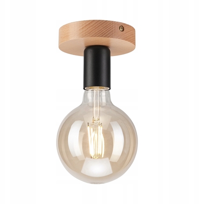Attēls no Lampa sufitowa Lamkur Vito 41759 plafon lampa sufitowa spot rustykalny metalowy 1x60W E27 czarny/drewno