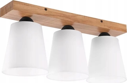 Attēls no Lampa sufitowa Lamkur Lamkur Lula 47591 plafon lampa sufitowa boho drewniany materiaowe klosze 3x60W E27 biay/drewno