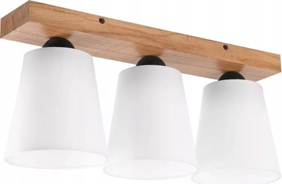Picture of Lampa sufitowa Lamkur Lamkur Lula 47591 plafon lampa sufitowa boho drewniany materiaowe klosze 3x60W E27 biay/drewno
