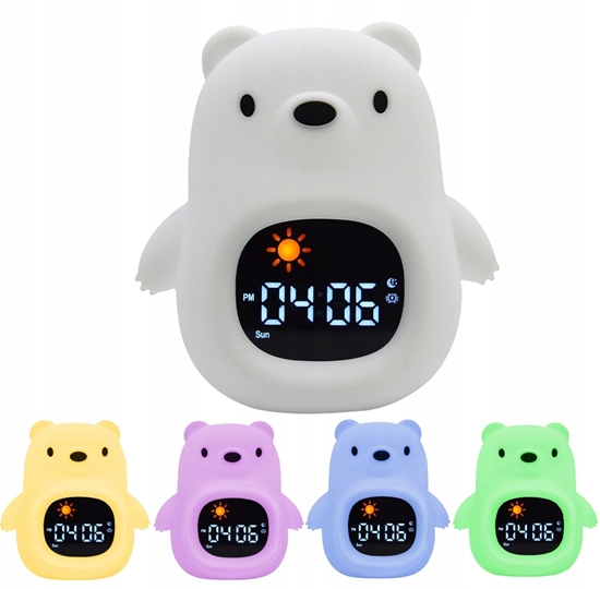 Picture of Lampka Nocna Silikon Zegar Mi Budzik Data Muzyka Owietlenie RGB 1800mAh / JL822 / Mi