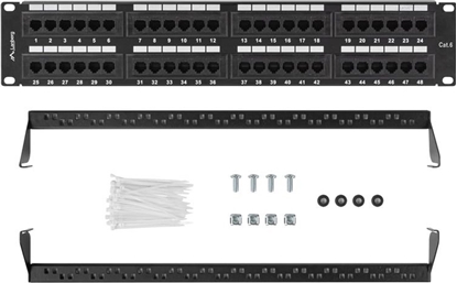 Attēls no Lanberg Patchpanel 48-Port 2U 19" Cat. 6 UTP schwarz