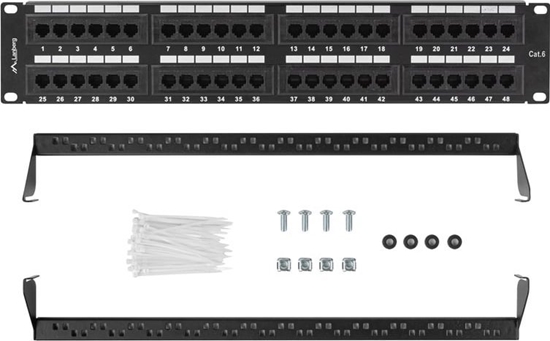 Изображение Lanberg Patchpanel 48-Port 2U 19" Cat. 6 UTP schwarz