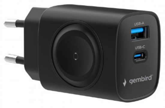 Picture of Lādētājs Gembird 2-in-1 Black 20W + Apple Watch 