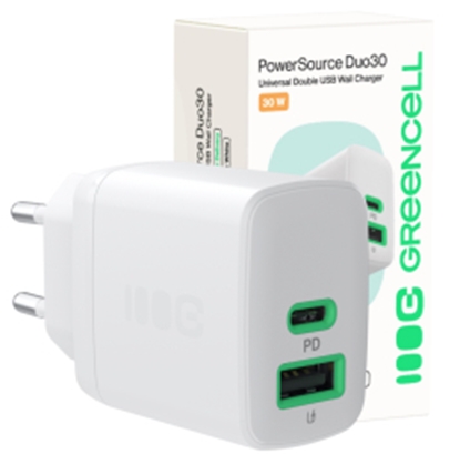 Изображение Lādētājs Greencell PowerSource Duo30 30W White