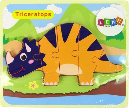 Изображение Lean Sport Drewniane Puzzle Dinozaury Triceratops Ankylosaurus Pomaraczowy