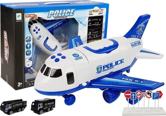 Picture of Lean Sport Samolot Rozkadany Policyjny z Autkami 1:64 ze wiatami i dwikiem