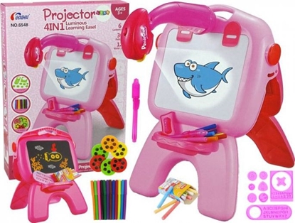 Picture of Lean Sport Tablica Dwustronna Kredowa Pisaki Stojca Projektor Obrazki Róowa