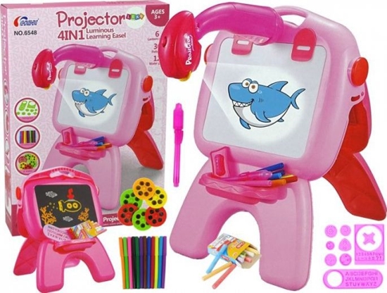 Picture of Lean Sport Tablica Dwustronna Kredowa Pisaki Stojca Projektor Obrazki Róowa