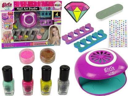 Изображение Lean Sport Zestaw Lakier do Paznokci Lampa Diamenty Brokat