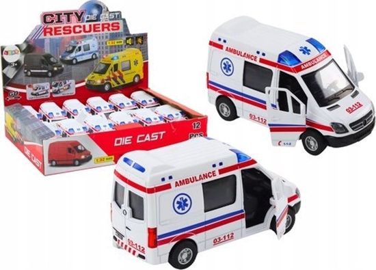 Picture of LeanToys Ambulans Karetka 1:32 Otwierane Drzwi wiata Dwiki Napd Biaa