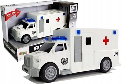 Изображение LeanToys Auto Ambulans z napdem Karetka Pogotowia 1:20 z dwikiem LEAN Toys
