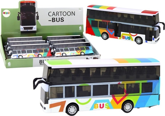Изображение LeanToys Autobus Dwupitrowy Z Napdem Metalowy Kolorowy wiata Dwiki