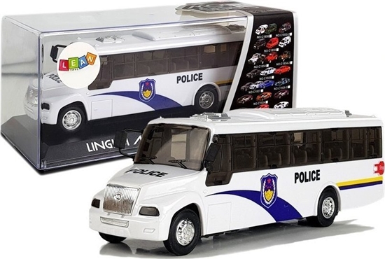 Picture of LeanToys Autobus Policyjny Bus Policja Biay z Nacigiem Dwik