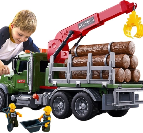 Изображение LeanToys Ciarówka Z Dwigiem Transport Drewna wiata Dwiki