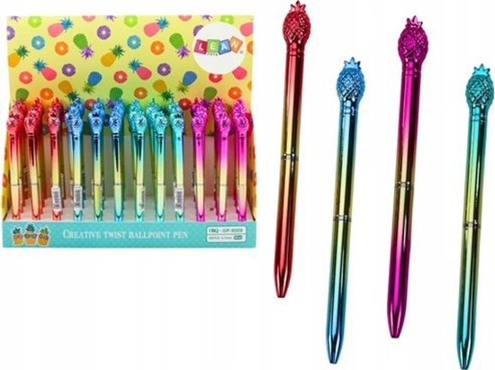 Изображение LeanToys Dugopis Z Ananasem W Poysku Zoto Kolorowy Niebieski Wkad 0.7mm Mix