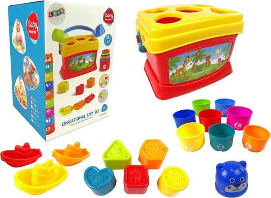Picture of LeanToys Edukacyjne Wiaderko Kubeczki Piramidka ódki Sorter Do Kpieli