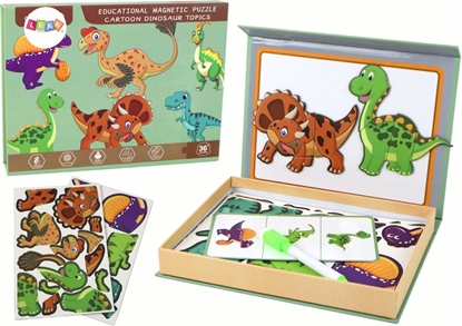 Изображение LeanToys Edukacyjny Zestaw Puzzli Magnetycznych Z Motywem Dinozaurów