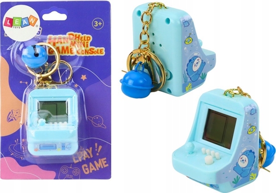 Изображение LeanToys Gra Elektroniczna Tetris Kieszonkowa Brelok Niebieska