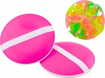 Picture of LeanToys Gra Zrcznociowa Paletki Okrge Pika Z Przyssawkami Róowy