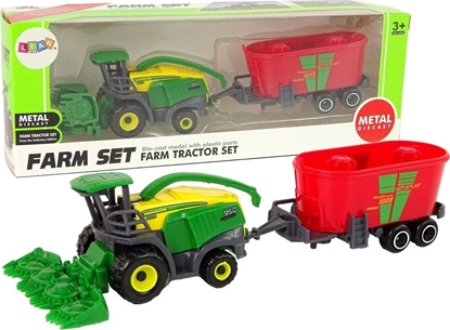 Изображение LeanToys Kombajn z Przyczep Maszyna Rolnicza Zielony Czerwony