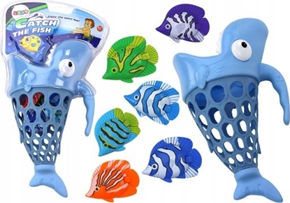 Attēls no LeanToys Koszyczek Do owienia Rybek Rekin Uchwyt Rybki Niebieski