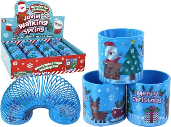 Picture of LeanToys Kultowa Spryna Niebieska Motyw witeczny Relaksacyjna 6CM