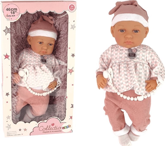 Picture of LeanToys Lalka Bobas 46 cm Róowa Smoczek Kocyk Piórka