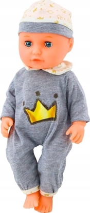 Attēls no LeanToys Lalka Bobas W Siwej Piamce Siusiajca Butelka Smoczek Dwiki