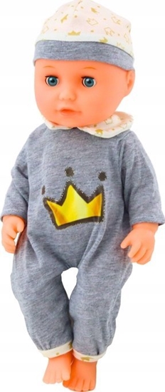 Picture of LeanToys Lalka Bobas W Siwej Piamce Siusiajca Butelka Smoczek Dwiki