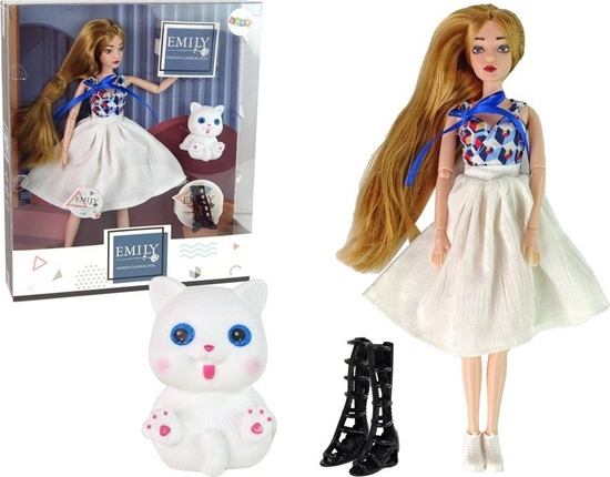 Picture of LeanToys Lalka dla Dzieci Lalka z Kotkiem Dugie Brzowe Wosy