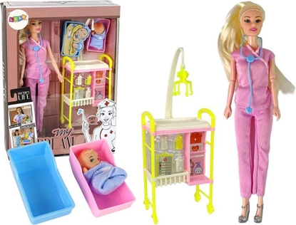 Attēls no LeanToys Lalka Dla Dzieci Lekarz Dugie Wosy Akcesoria