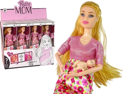 Attēls no LeanToys Lalka Dla Dzieci W Ciy Róowa Sukienka Kwiaty