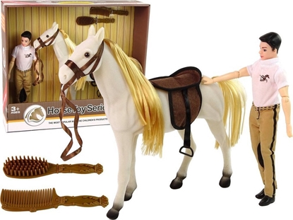 Attēls no LeanToys Lalka z Biaym Koniem Figurki Akcesoria