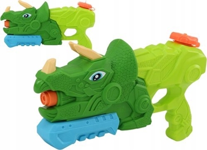 Изображение LeanToys Pistolet Na Wod Dinozaur Zielony Triceratops 1000 ml  Zasig 7m